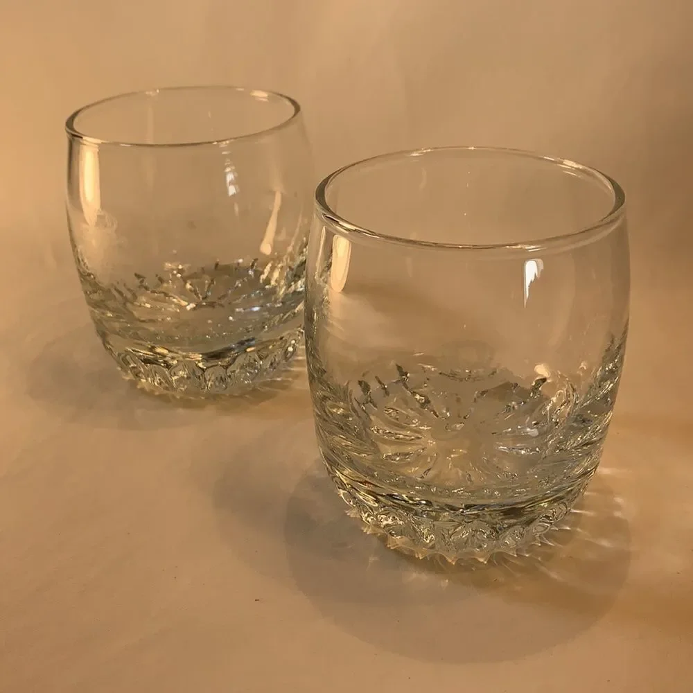 Crown Royal Whisky Glass 10 Oz Set 2 Stamped Crystal Drinking Rock Cocktail Bar